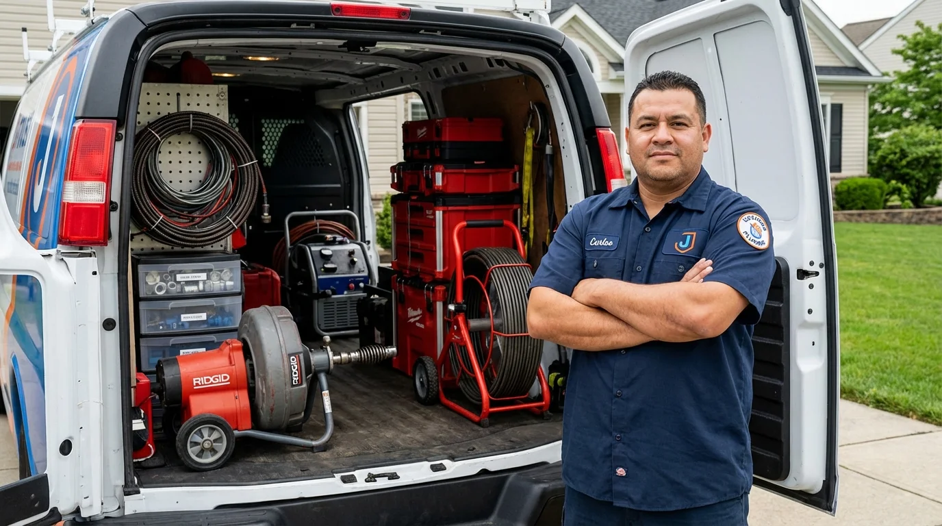 Professional drain cleaning equipment and Johns Plumbing LLC plumber in Elwood